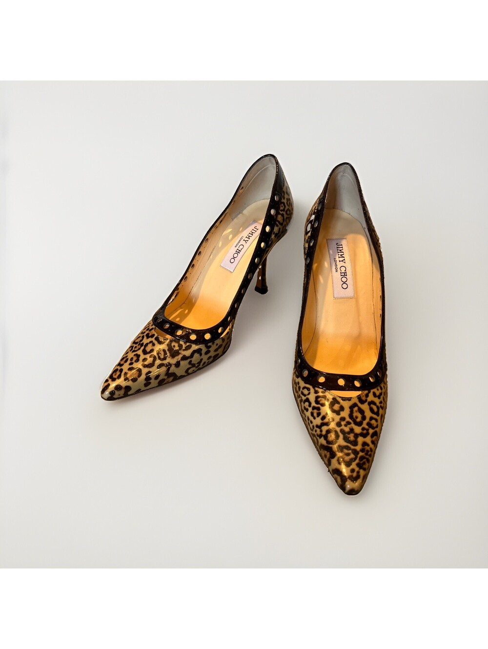 JIMMY CHOO ANIMAL PRINT PATENT LEATHER HEELS SIZE IT36.5/US6.5 MADE IN ITALY VGC